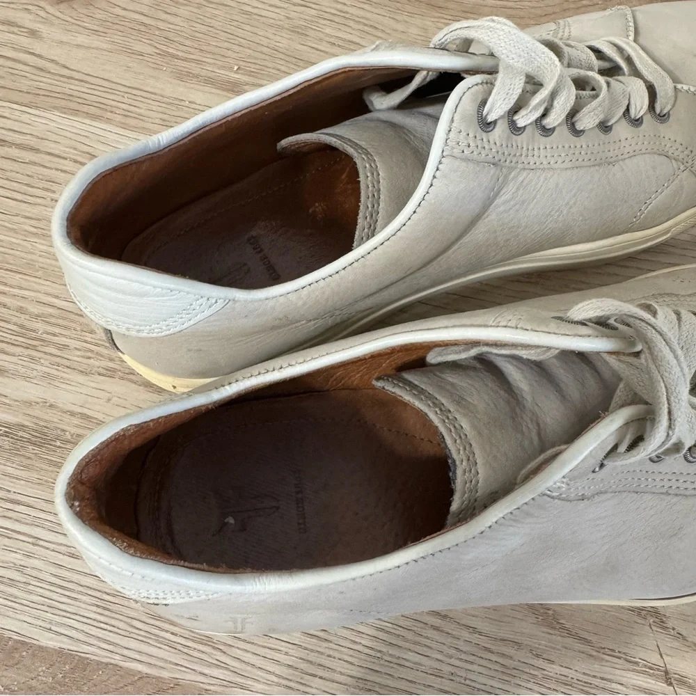 Frye Griege‎ Beige Leather Lace Up Sneakers Mens Size 11.5 Style 07004